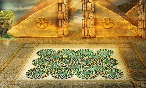 Gate in golden pyramid