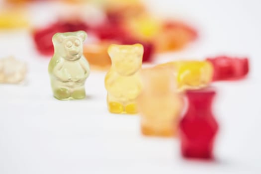 Gummy bears in a row