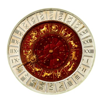 Ancient Venice clock tower, isolate on white