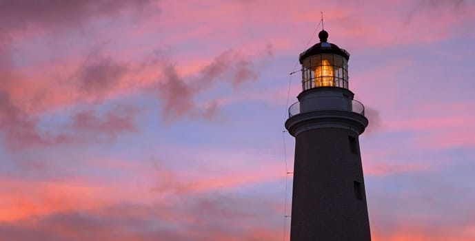 Lighthouse at sunset in Punta del Este, Uruguay