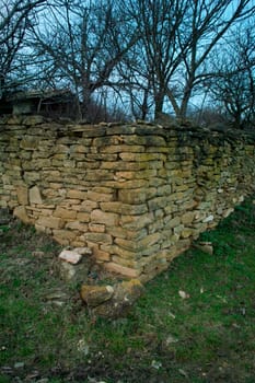 Ancient village stone wall