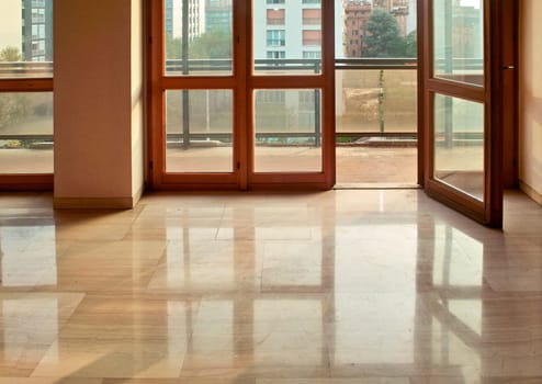 New empty apartment, interior, sun vacant room