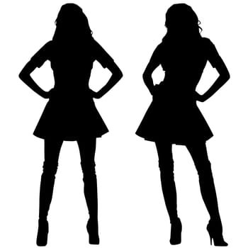 Silhouettes of fashion girls