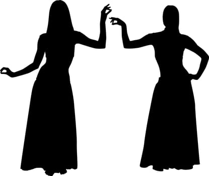 Silhouettes of girls dancing belly