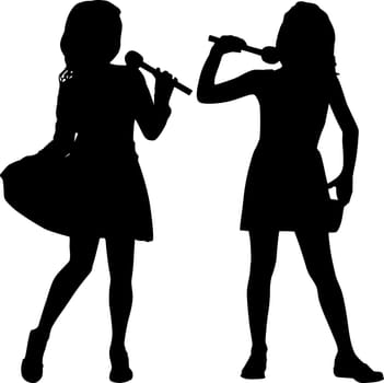 Silhouettes of two small girls