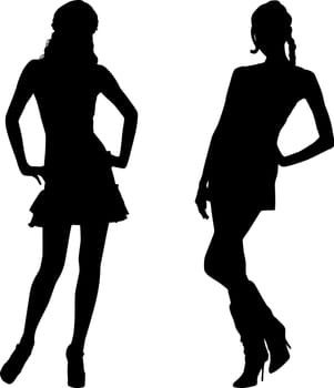 Silhouettes of fashion girls