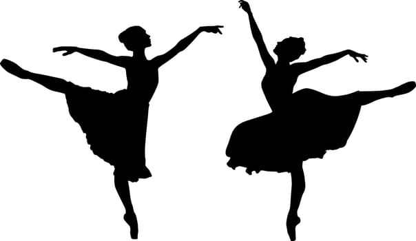 Silhouettes of two ballerinas