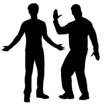 Silhouettes of happy men