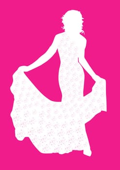 White silhouette of a bride