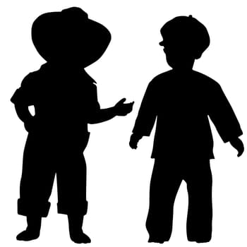 Silhouettes of two small boys