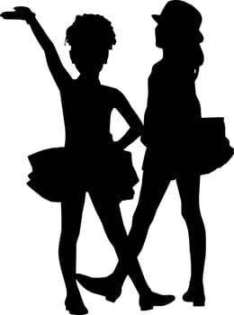 Silhouettes enjoy girls