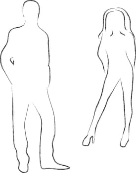 Silhouettes of male and female