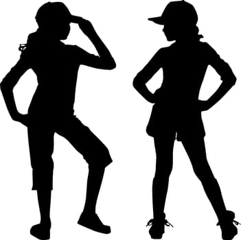 Happy silhouettes children