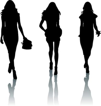 Fashion girls silhouettes