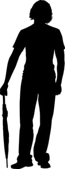 Silhouette of man whit umbrella