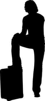 Silhouette of man with suitcase