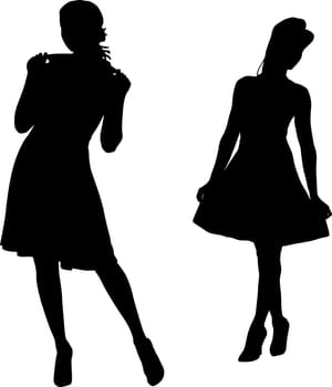 Silhouettes of fashion girls