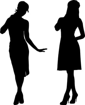Silhouettes of fashion girls