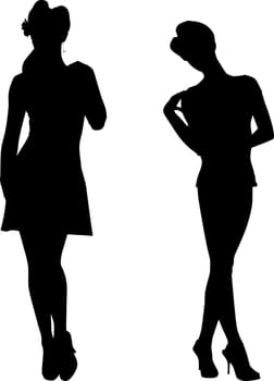 Silhouettes of fashion girls