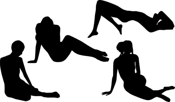Sexy girl, vector black & white, fantasies
