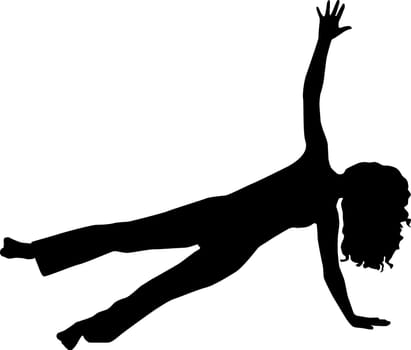 Silhouette woman athletes, gymnastics, vector black & white