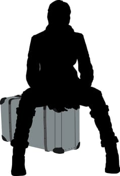 Silhouette of a woman traveling