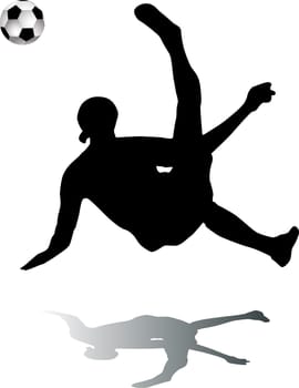 Silhouette footballers, vector black & white, players