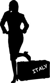 Silhouette of a woman traveling