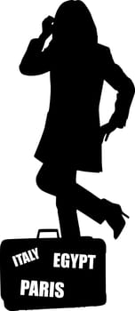 Silhouette of a woman traveling