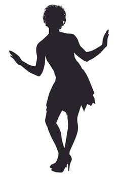 Silhouette of joyful woman