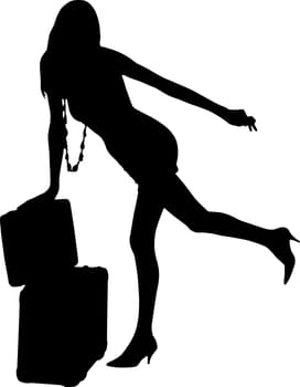 Silhouette of a woman traveling