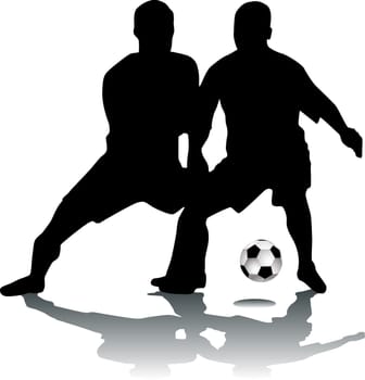 Silhouette footballers, vector black & white, players