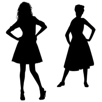 Silhouettes of fashion women