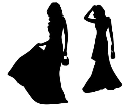 Fashion silhouettes of girls