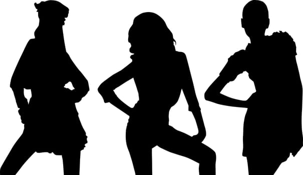 Silhouettes of fashion girls