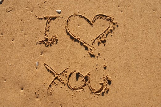 I love you written in the sand