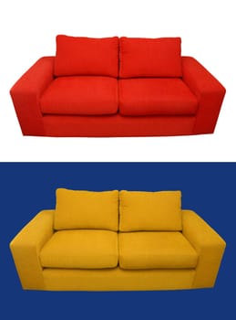 Home Sofa composition in red and yellow