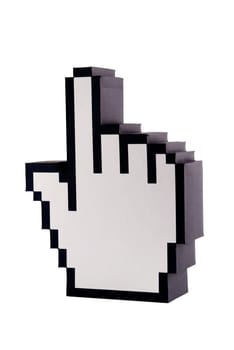 E-commerce hand on white background
