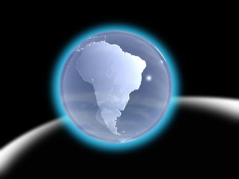 3D Blue Planet Earth with white lines - Usable for logo
