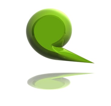 3d green social media dialog bubble isolated over white background. Included clipping path so you can easily cut it out and put it on your own design.