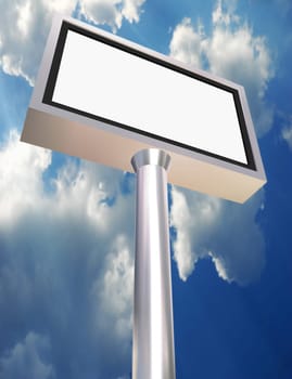 Billboard blank lcd display with a cloucdy sky in the background.