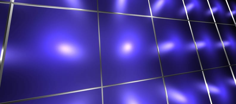 3D tech blue background formed by frames. Futuristic Architecture materials.
