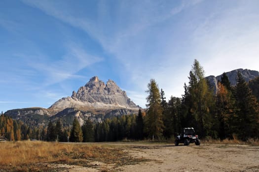 With the buggy in the Dolomites