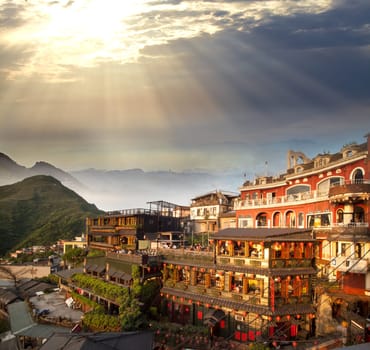 Chiufeng, New Taipei, Taiwan. Series mountains in Keelung City,which is called "Mountain Village"""