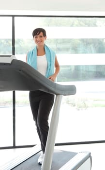 beauty girl workout exercise on treadmill