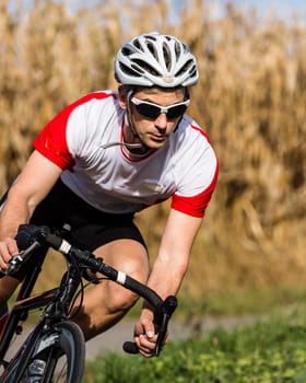 Cyclists on a racing bike