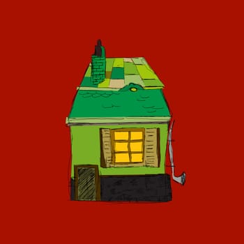 Green house icon, hand drawn sketch