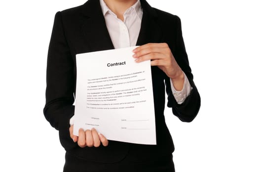 General director showing a contract for her partner