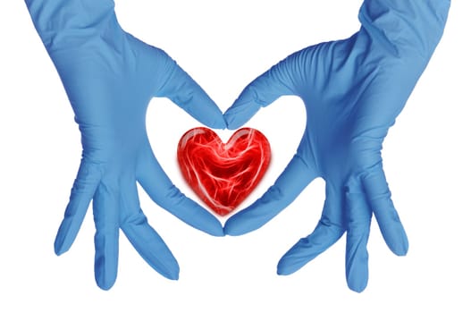 cardiologist in blue gloves saving life of all his patients