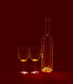 two glasses with red wine for celebration of holiday